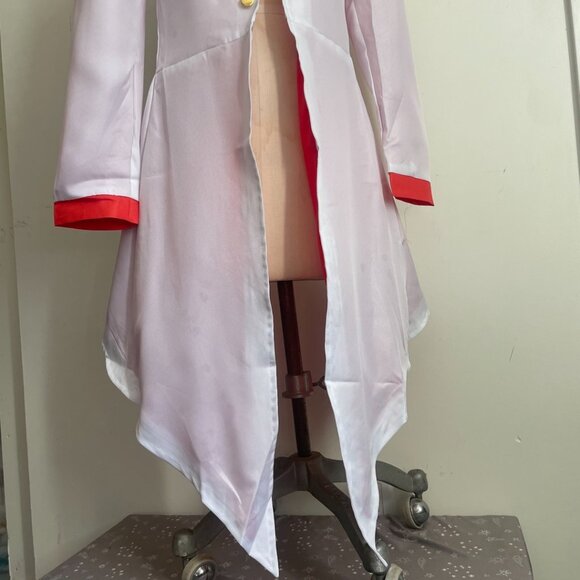 White and Red Long Military Uniform Style Cosplay Coat - Picture 5 of 11